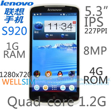 Original Lenovo S920 Multi language Mobile phone 5 3IPS 1280x720 MTK6589 Quadcore1 2G 1GRAM 4GROM Android