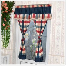 Modern plaid kitchen door curtains curtain set cotton fabric short Home decorative window screen 0063