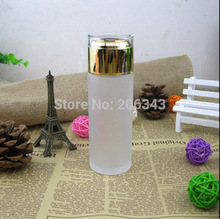 100ml frosted glass bottle with shiny silver lid plastic stopper ,lotion toner bottle , Cosmetic Packaging,glass bottle