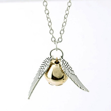 Harry Potter Necklace New Fashion Male Necklace Jewelry Popular Drop Jewelry Angel Wing Charm Golden Snitch Pendent Necklace