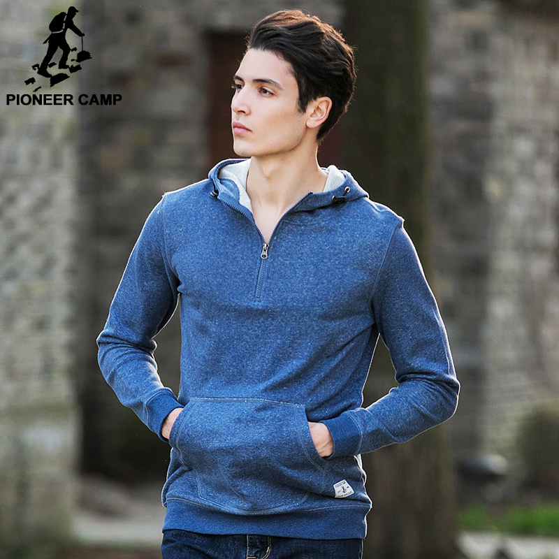 Pioneer Camp Fashion 100% cotton High Quality Hoodies Men brand clothing Casual Male Hoody Zipper Long sleeved Sweatshirt 622031