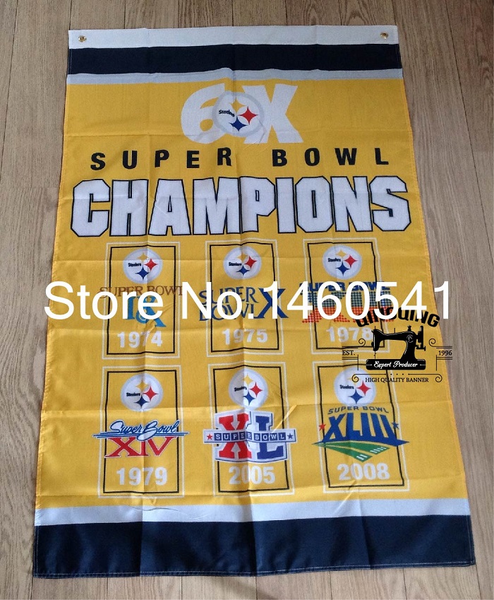 Pittsburgh Steelers Super Bowl Champions 6X Flag 3ft x 5ft Polyester NFL Team Banner Flying Size