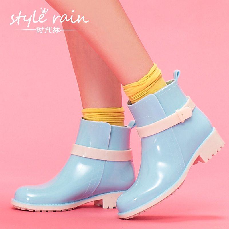 Rain boots female fashion short martin rainboots slip resistant solid