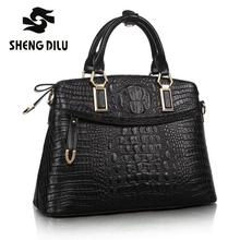 2016 Fashion Crocodile Pattern Famous Designer Brand Bags Women Genuine Leather Handbags Luxury Quality Ladies Shoulder Bags