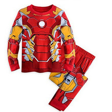 Children’s Cartoon Captain America Iron Man spider-man Pajamas Baby Boys Sleepwear Kids Super Heros+Cloak clothes set