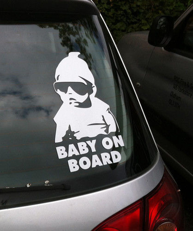 Funny Baby On Board Warning Decal Vinyl Car Sticker Black Reflective Waterproof Car Styling Car Window