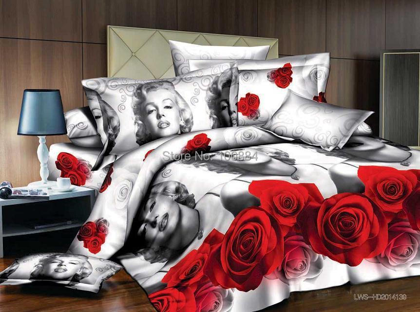 marilyn monroe bedding sets 4pc,marilyn monroe fabric duvet cover 4pc bedding sets,queen size monroe bedding comforter