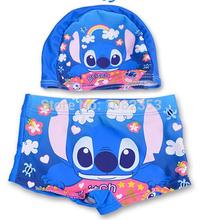 boys cartoon design swimming trunks with swim hat two sets cute children summer cloth baby water