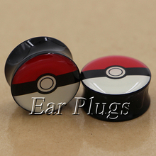 1 pair pokeball plugs acrylic saddle ear plug gauges tunnel body piercing jewelry PSP0005