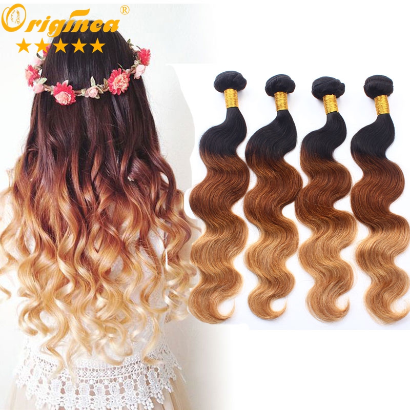 Ombre 3 Tone 1b 33 27 Bundles Human Hair Weave Grade 7a Peruvian
