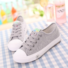 Belle is older autumn low lacing base plate solid color breathable casual couple canvas shoes35-44#