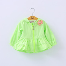 Baby Girl Trench 2016 Spring Fall Next Kids Outerwear&Coats Girl Cotton Jacket solid floral Hooded Windbreaker Children Clothing