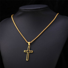 Cross Necklace Christian Jewelry Wholesale Stainless Steel 18K Real Gold Plated Chain For Men Cross Necklace