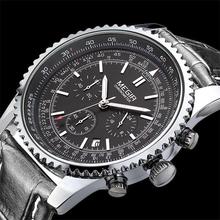 MEGIR men watch brand luxury watches the highest military 24 hour chronograph hand 6 men leather