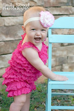 Bubble Gum Pink Lace Petti Romper,Photo Prop,Adorable Birthday Outfit,Cake Smash Outfit,Baby Lace Petti Romper