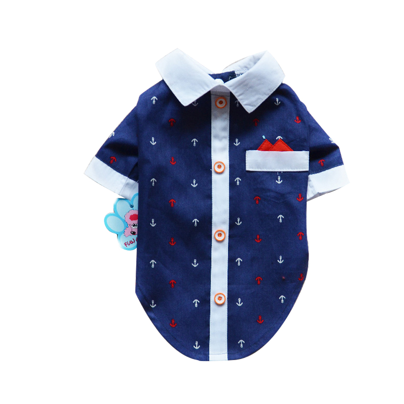 Ship Print Shirt Lapel Costume Dog Clothes The Spring Festival T shirt Autumn Spring Clothing For