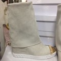 2015 Knee High Boots Autumn Boots Genuine Leather Boots Fashion Gold