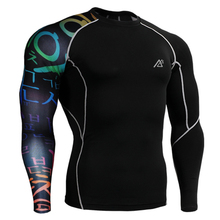 Man’s Skin Tights Sportswear T-Shirts One Side Prints Compression Sports for Running Mens Jersey Bodybuilding Tops Male Fixgear
