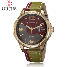 Luxury Brand Julius Fashion watch Men’s Quartz Watch military Date Leather sport Army Watches Men Wristwatches relogio masculino