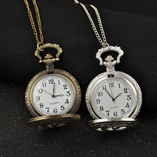 New Fashion Antique Bronze Punk Round Pocket Watch Necklace For Women and Men With Long Chain