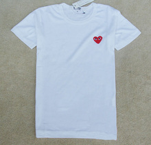 2015 New Mens Summer Tops Tees Short Sleeve gold heart tshirt men Comme Des Garcons Playcotton white t shirt styles