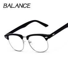 Vintage Eyeglasses Women Semi-rimless reading Plain Glass Spectacles frame classic Men Brand Designer rivet Male Eyewear 6 color