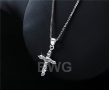 Vintage Crystal Cross Necklaces Pendants Silver Plated Zircon Jewelry Collares Mujer Statement Colar For Women Gift