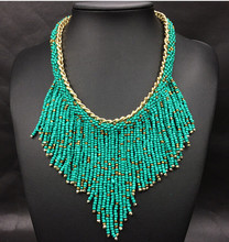 New Bohemian Collier Femme Hand Woven Beaded Tassel statement Necklace 2015 Fashion Women Jewelry Accesorios Mujer
