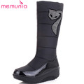 2016 new fashion snow boots rhinestone wedges high heels thick fur inside winter knee high boots