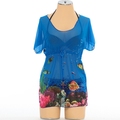 Waist Gathers Chiffon Bikini Wrap Dress Cover Up Transparent U neck Loose Women s Beach Blouse