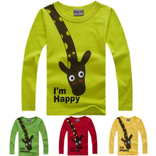 New Long Sleeve Giraffe I’m Happy Kids Boys T-shirt Top Long Sleeve Clothing casual baby boys clothing