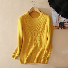 Women’s 100% cashmere knitting formal gray pullover sweater with O-neck long sleeves