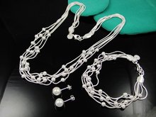 Free Delivery Wholesale Style Jewellery Set, 925 Sterling silver Necklace and Bracelet . Good Jewellery. Good High quality S232