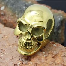 Cool Big Classic Golden Skull Ring