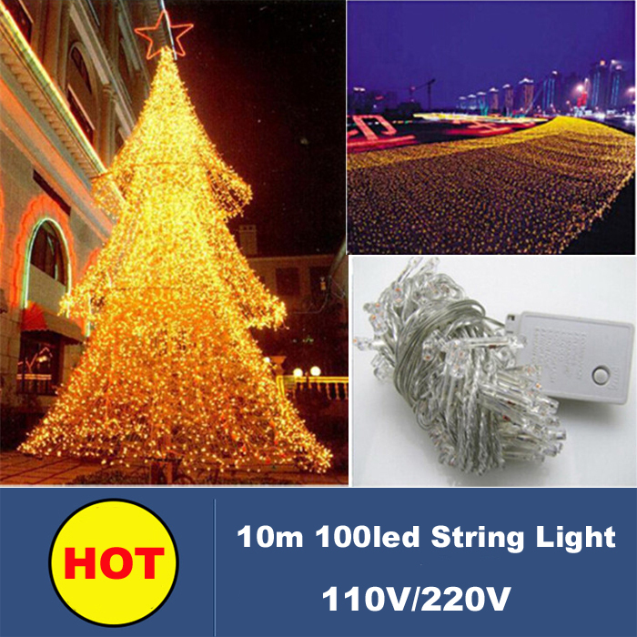 10pcs/lot 10M 100leds LED String Light RGB/Warm/White 110V/220V christmas outdoor garland lights ...