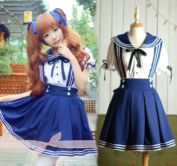 high quality Japanese School Uniform Cosplay Costume Anime Girl Maid Sailor Lolita Dress Sailor suit students princess dress
