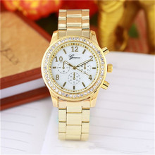 Luxury Brand Design CZ Diamond Geneva Watch Women Stainless Steel Casual Wristwatch Women Fashion Watches Relogio