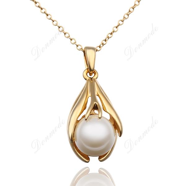 Free shipping Fashion jewlery Wholesale 18K Gold Plating Pearl Grace Wedding Pendants Necklace Accessories N593