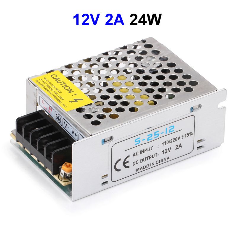 DC12V 2A 24W Switching Power Supply Driver Transformer For 5050 3528 LED Strip Light Display LCD Monitor CCTV