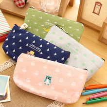 2016 pen box pouch bag bags school canvas pencil vintage stationery printing cases large South Korea cute cheap art stationery
