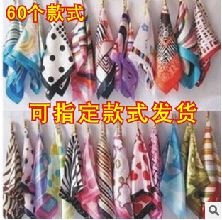 19 color New Casual Female Silk Small Square Wrap Flower Floral Printed Cute Fashion Scarf Muffler