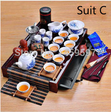 Hot Sale Yixing Ceramic Kung Fu Tea Set Solid Wood Tea Tray Teapot 27 piece Tea