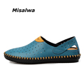Misalwa Brands 2017 Fashion Men Casual Shoes Summer Hollow Out Driving Slip On Men Leather Loafers