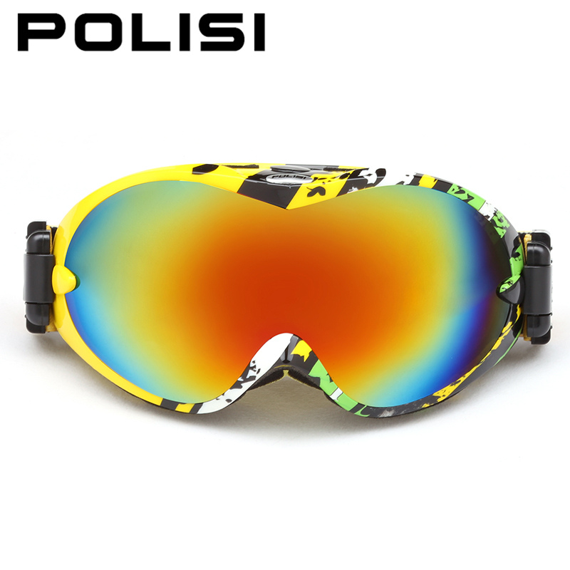 POLISI Ski Snow Goggles Anti-Fog Lens Snowboard Snowboarding Glasses Protective Sports Eyewear UV Protection Motocross Goggles
