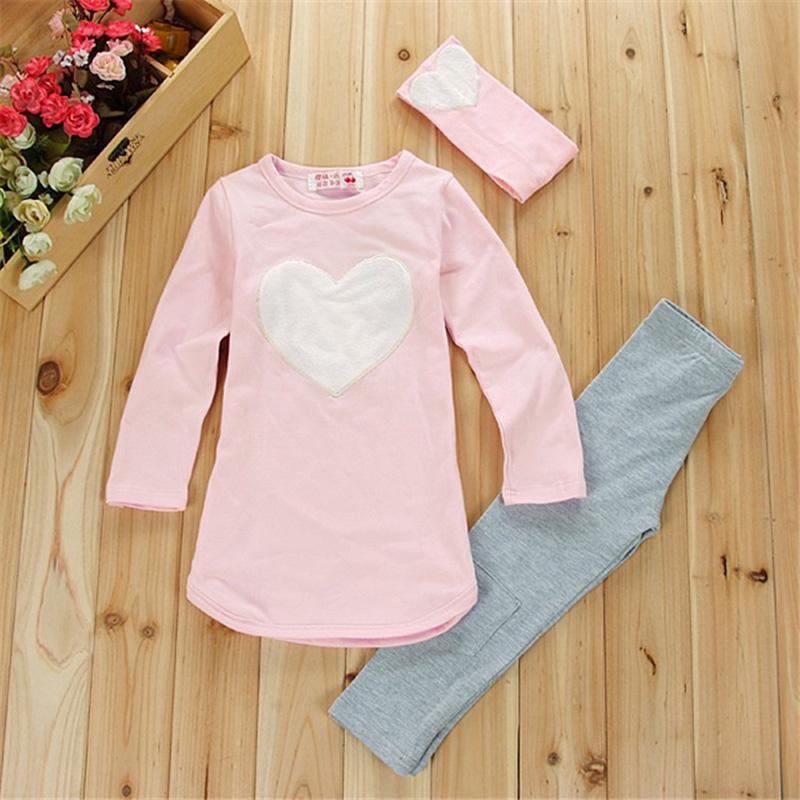 3pcs 1pc Hair Band 1pc Shirts 1pc Pants Children s Clothing Set Girls Clothes Suits Pink