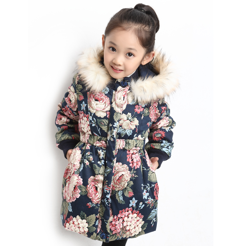 New Winter Girls Long Hooded Coat Thick Cotton Jackets Children Outerwear Winter For Girl Kids Down Duck Parkas 3-14T