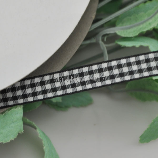 Upick 3 8 10mm Black One Roll font b Tartan b font Plaid Ribbon Bows Appliques
