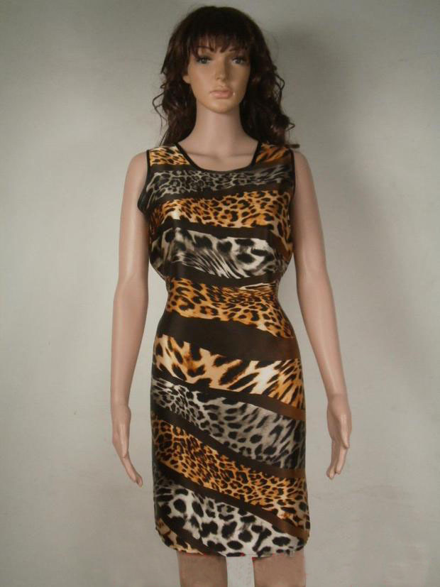 New 2014 pure silk casual dress,100% mulberry silk slim waist lacing women dress,silk leopard print fancy tank summer dress