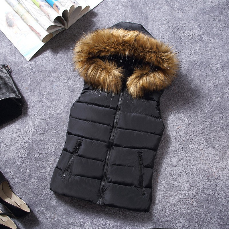 down vest with fur 0W0125 black