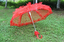 1 pc lot New Elegant Handmade 8 Color Bridal Umbrella Non automatic Lace Parasol Umbrella